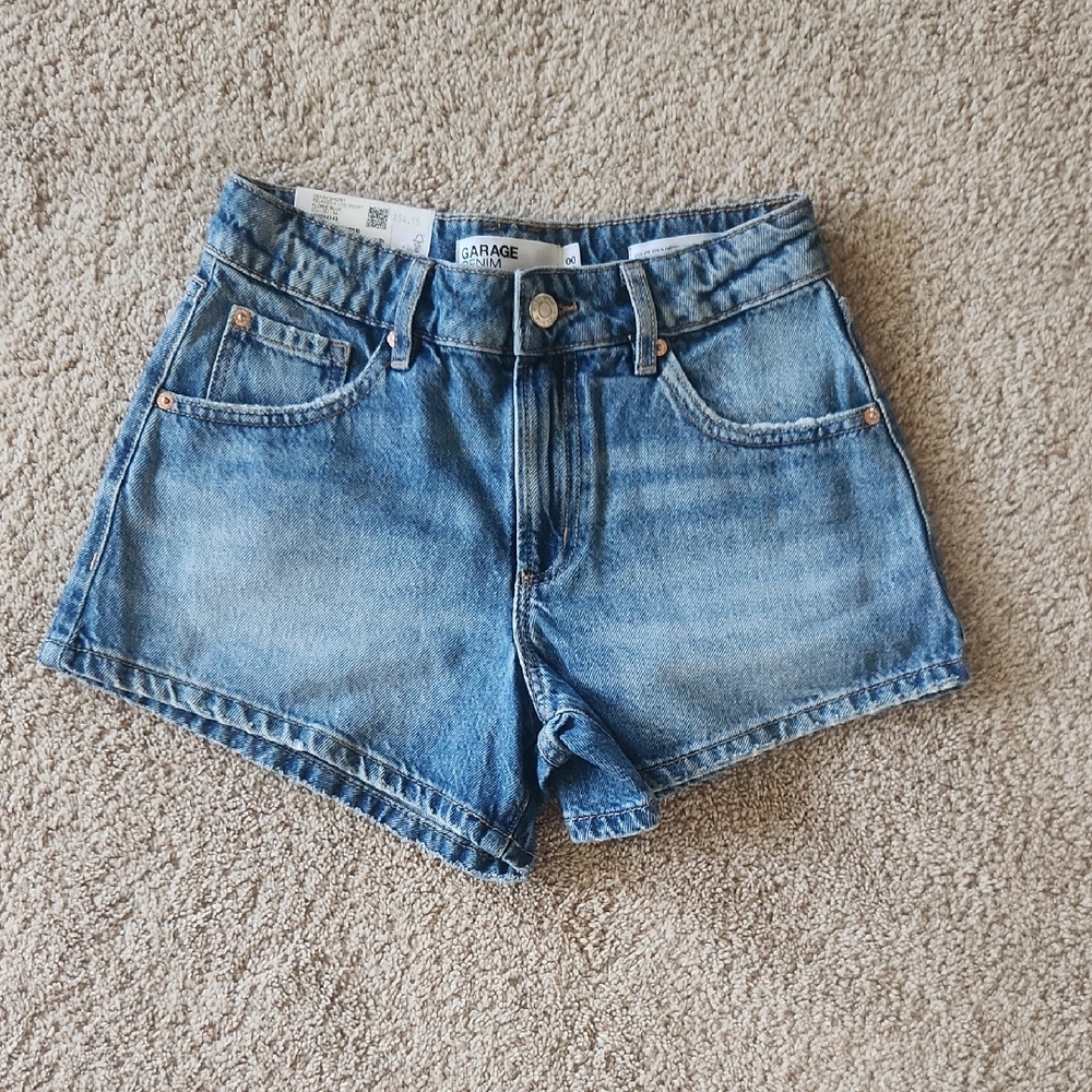 Garage Blue Jean Shorts Relaxed A Line Short. Color: Florie Blue